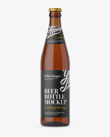 Amber Glass Bottle with Light Beer Mockup