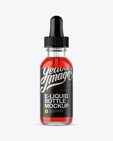 Clear Glass Bottle With Red E-Liquid Mockup