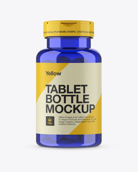 Blue Pill Bottle Mockup - Front View