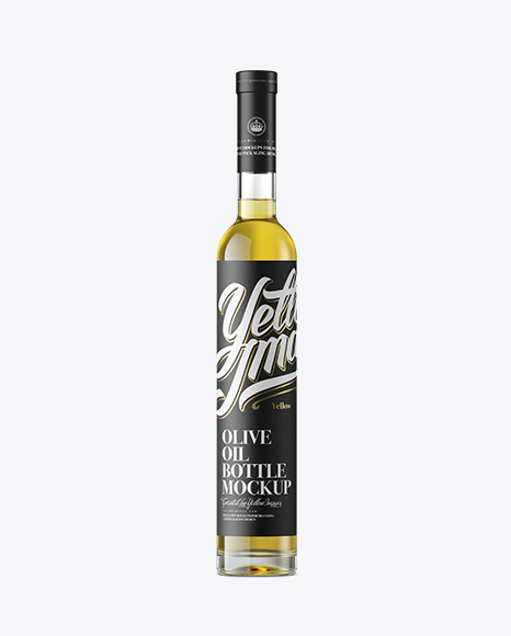 Clear Glass Olive Oil Bottle Mockup - Front View