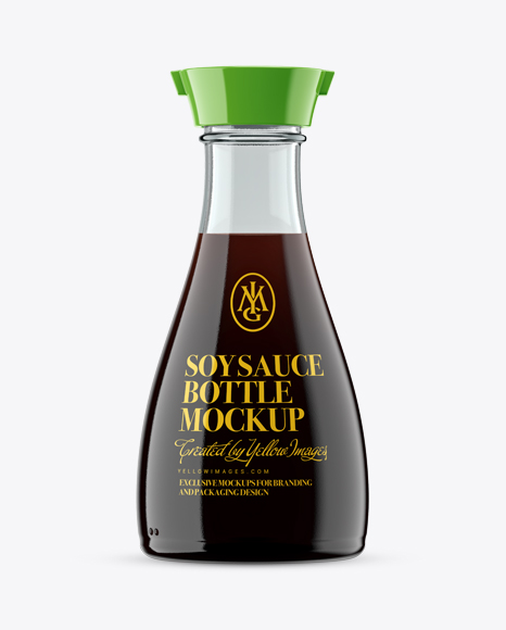 Soy Sauce Glass Bottle Mockup - Front View