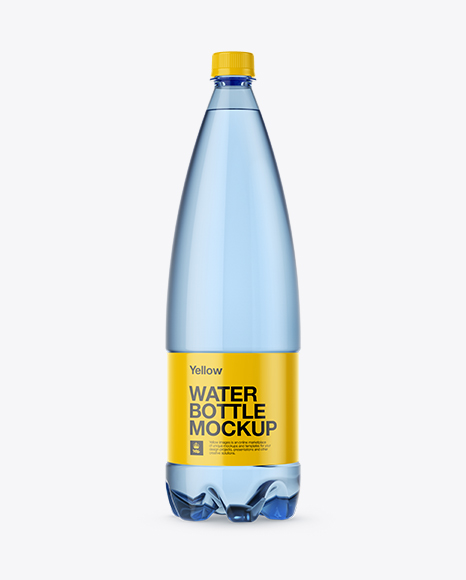 1L Blue PET Water Bottle Mockup - Front View