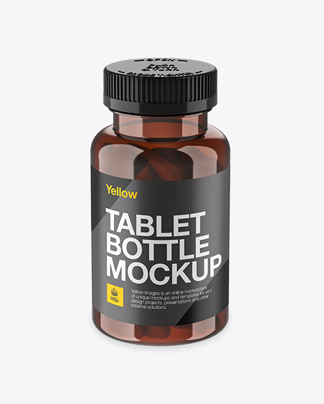 Amber Pill Bottle Mockup (High-Angle Shot)