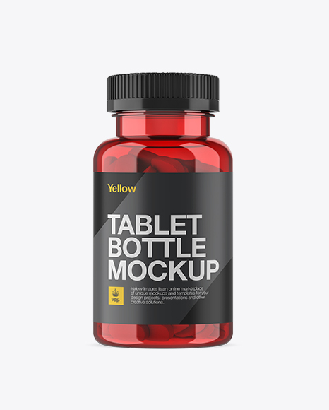 Red Pill Bottle Mockup - Front View