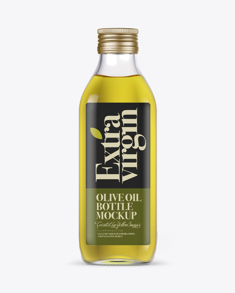 0.5L Clear Glass Olive Oil Bottle Mockup - Front view