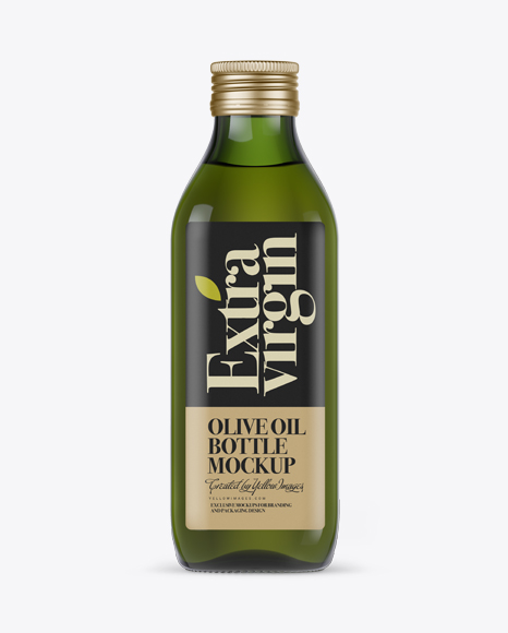 0.5L Green Glass Olive Oil Bottle Mockup - Front view