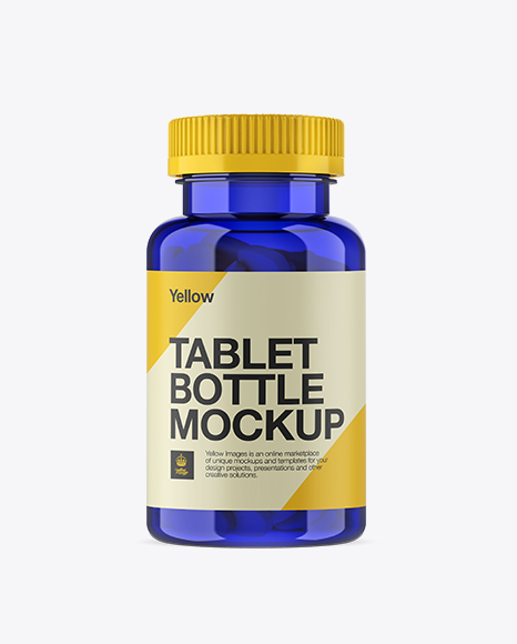Blue Pill Bottle Mockup - Front View