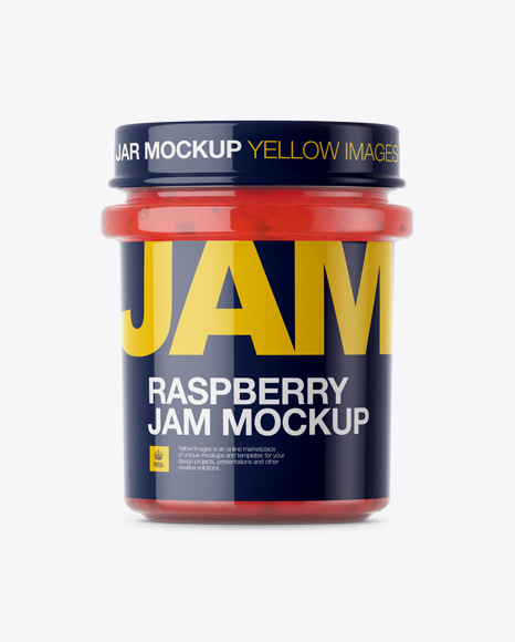 Glass Jar With Raspberry Jam Mockup - Eye-Level Shot