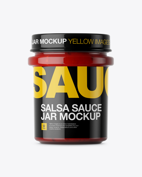 Glass Jar With Salsa Sauce Mockup - Eye-Level Shot