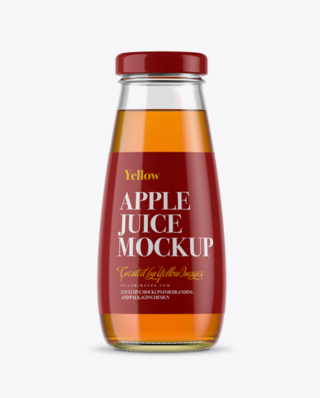 330ml Clear Glass Apple Juice Bottle Mockup