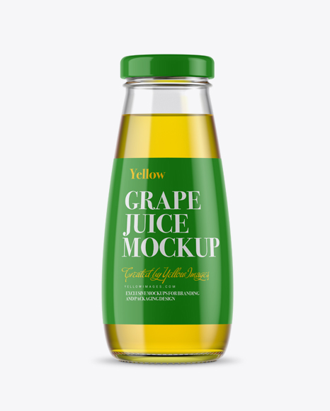 330ml Clear Glass Grape Juice Bottle Mockup