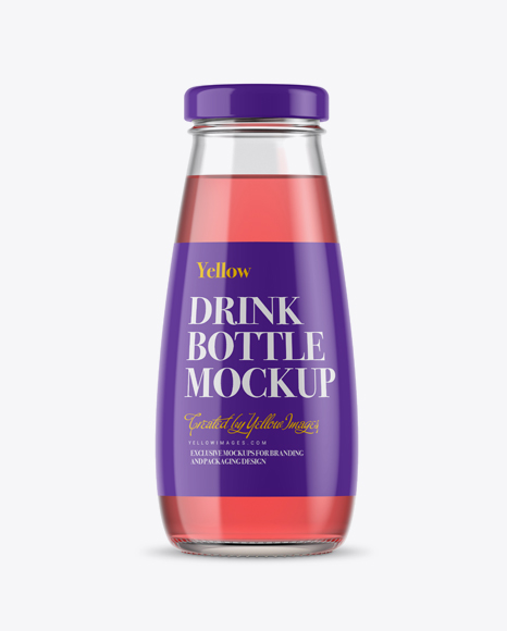 330ml Clear Glass Bottle with Pink Drink Mockup