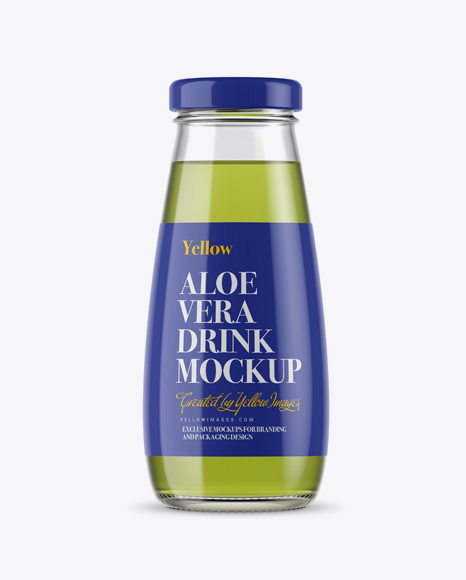 330ml Clear Glass Bottle with Aloe Vera Drink Mockup