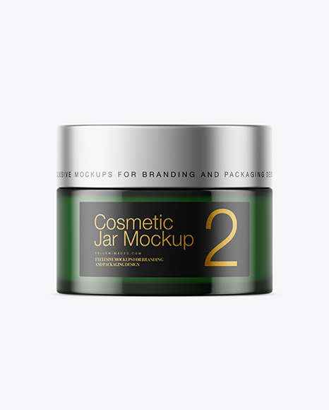 Dark Green Glass Cosmetic Jar Mockup