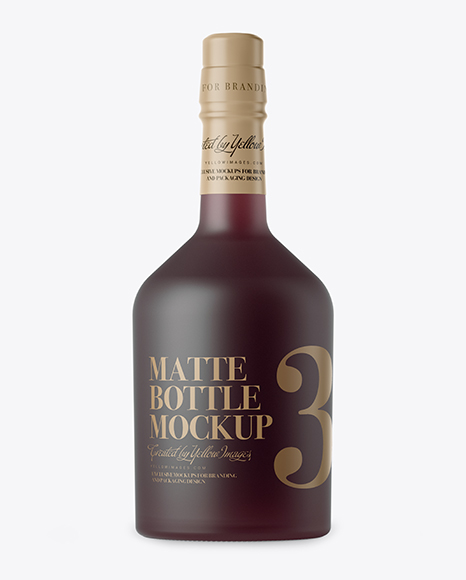 Frosted Glass Bottle with Red Liqueur Mockup