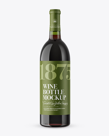 Green Glass Bottle With Red Wine Mockup