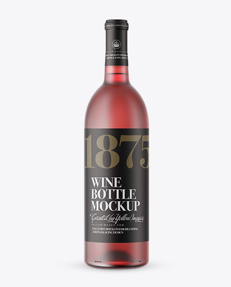Red Frosted Glass Bottle With Wine Mockup