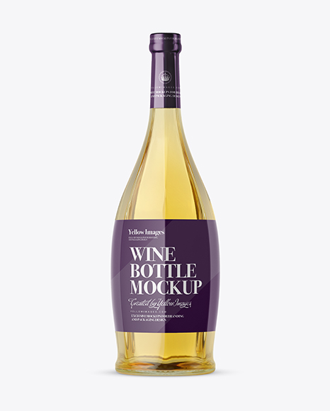 Clear Glass Bottle With White Wine Mockup