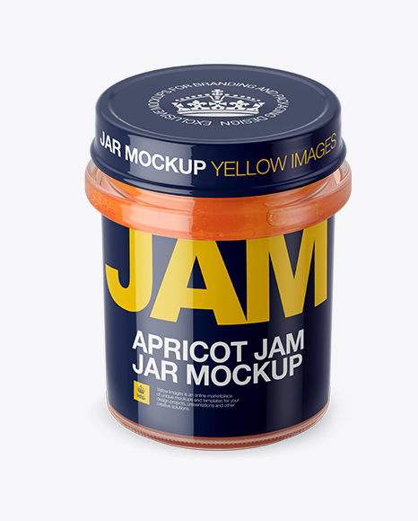 Glass Apricot Jam Jar Mockup (High-Angle Shot)