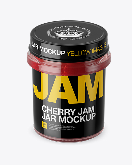Glass Cherry Jam Jar Mockup (High-Angle Shot)