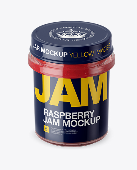 Glass Jar With Raspberry Jam Mockup (High-Angle Shot)