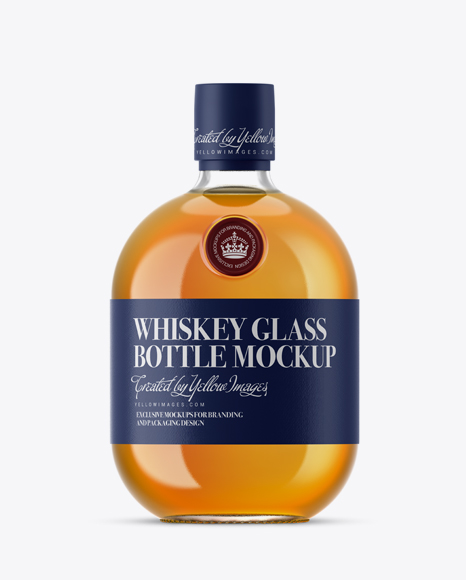 Clear Glass Whiskey Bottle Mockup