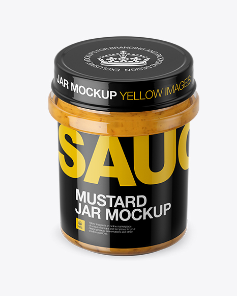 Mustard Glass Jar Mockup (High-Angle Shot)