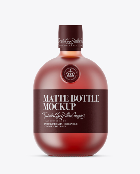 Frosted Glass Bottle With Pink Liquor Mockup