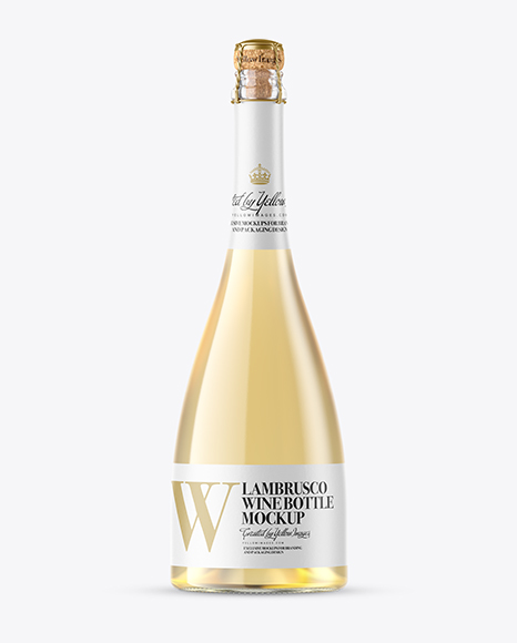 Clear Glass Lambrusco White Wine Bottle Mockup