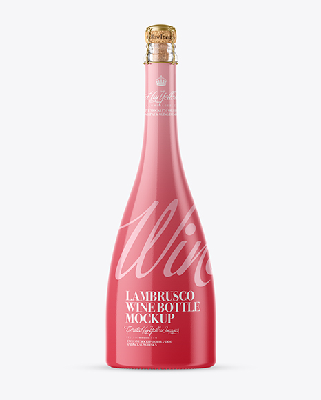 Clear Glass Lambrusco Pink Wine Bottle Mockup