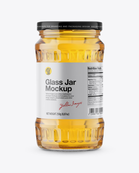 Glass Jar with Clear Honey Mockup