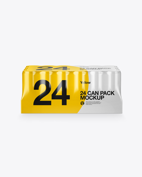 Glossy Pack with 24 Cans Mockup