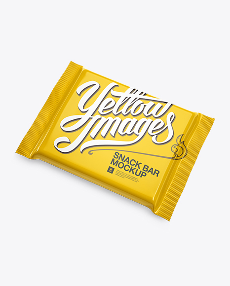 Glossy Square Chocolate Bar Mockup - Halfside View (High-Angle Shot)