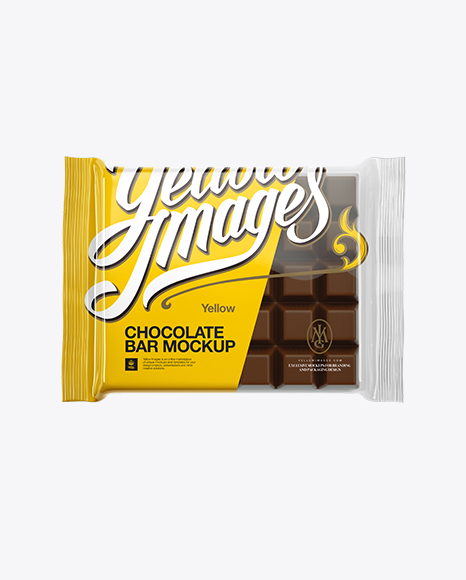 Glossy Square Chocolate Bar Mockup - Front View