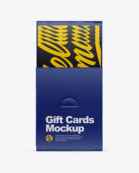 Opened Glossy Gift Business Cards Mockup
