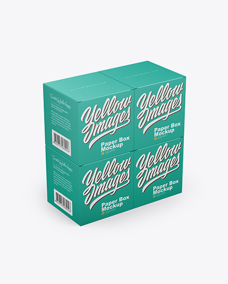 Four Paper Boxes Mockup