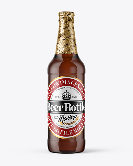 500ml Amber Glass Beer Bottle Mockup