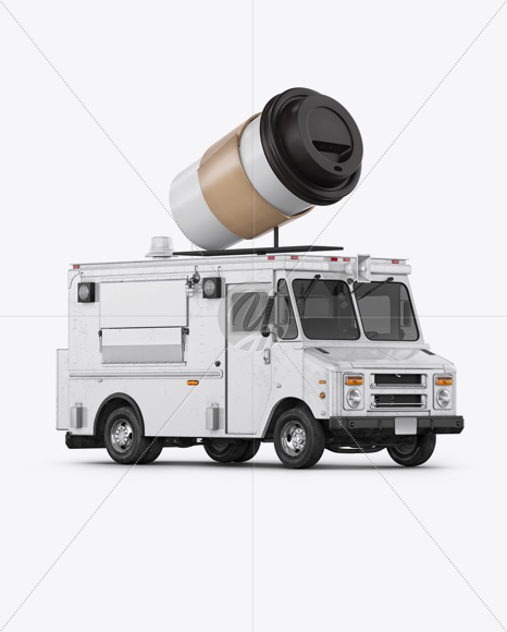 Foodtruck with Coffee Cup Mockup - Half Side View