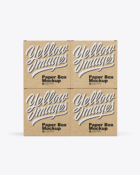 Four Kraft Boxes Mockup