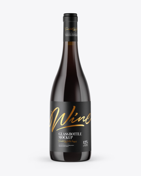 Amber Glass Bottle with Red Wine Mockup