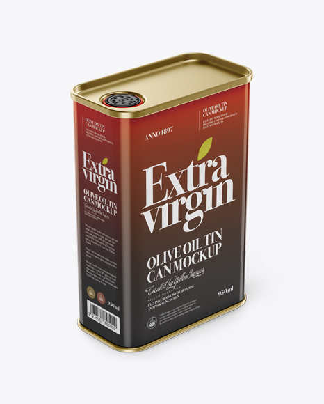 Olive Oil Tin Can Mockup - Halfside View