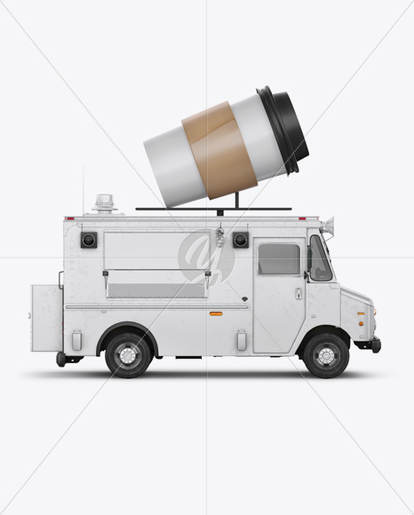 Foodtruck with Coffee Cup Mockup - Side View