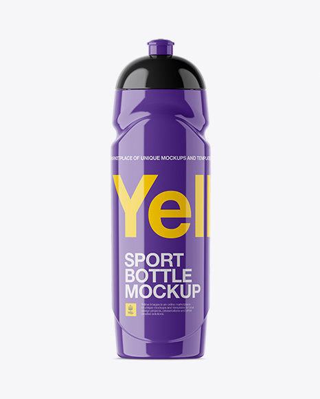 Glossy Sport Bottle Mockup - Front View