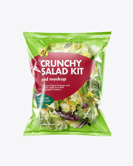 Plastic Bag With Salad Kit Mockup