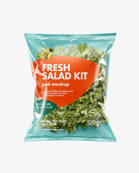 Plastic Bag With Corn Salad Mockup