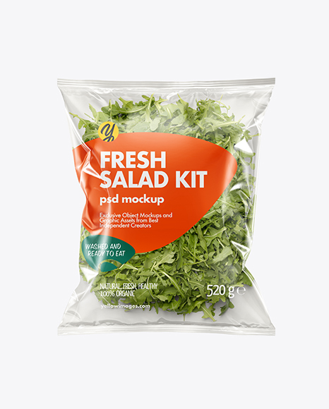 Plastic Bag With Rucola Salad Mockup