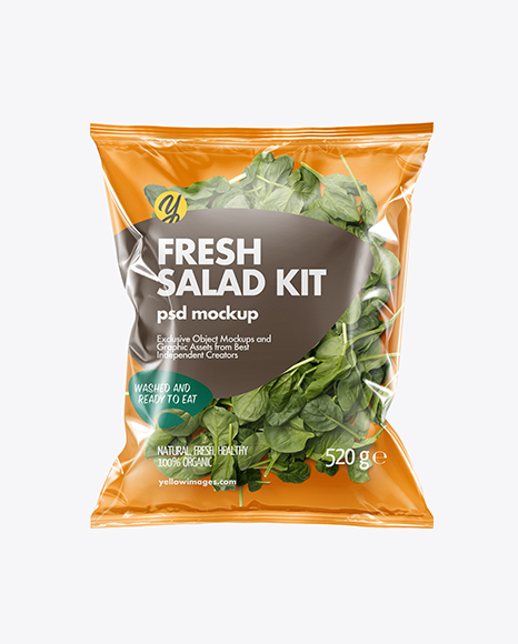 Plastic Bag With Baby Spinach Mockup