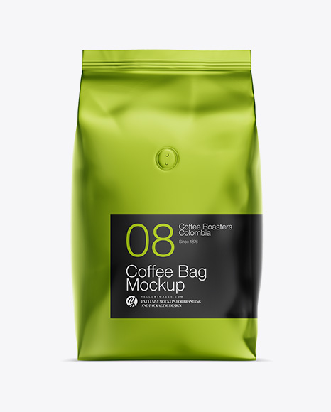 1kg Matte Metallic Coffee Bag Mockup