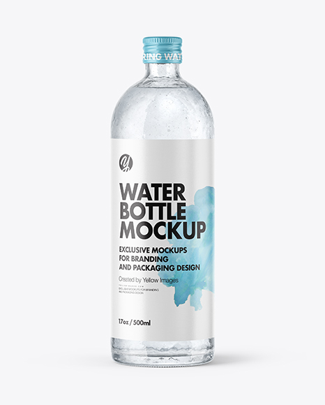 Glass Bottle with Water Mockup
