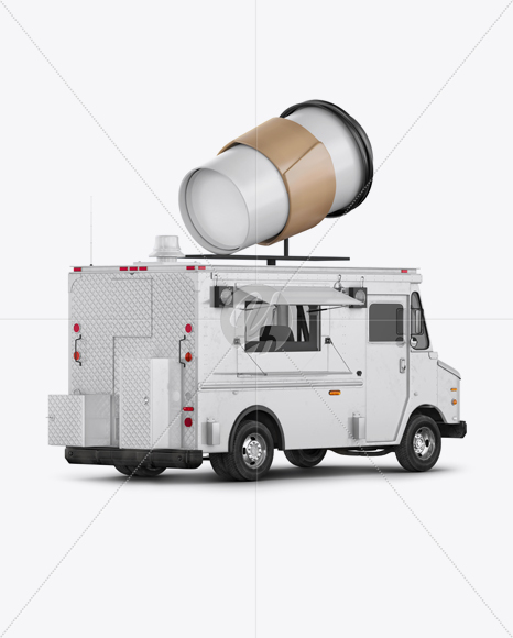 Foodtruck with Coffee Cup Mockup - Back Half Side View